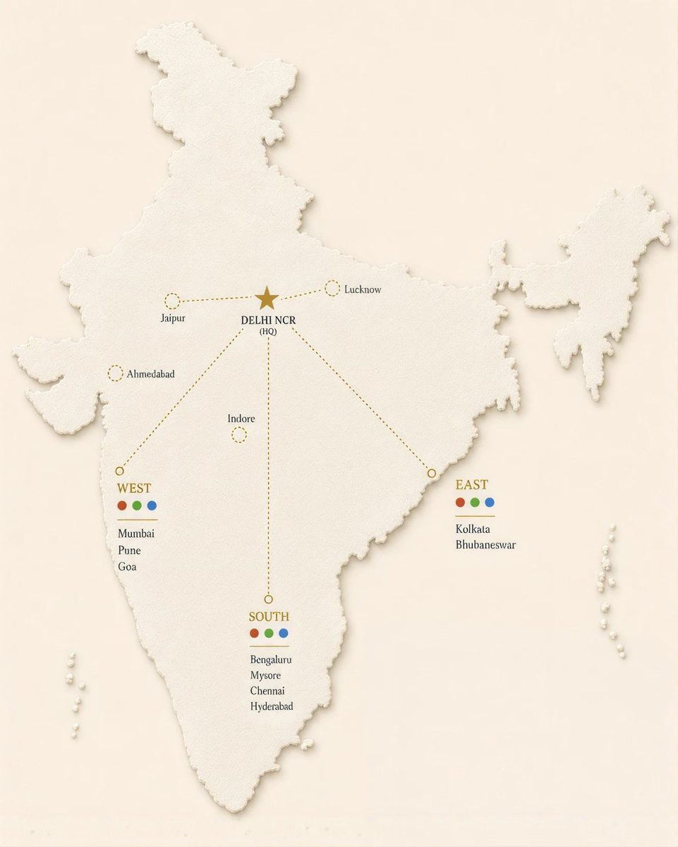 Map of India showing Vridanta's four zones: North, South, East and West